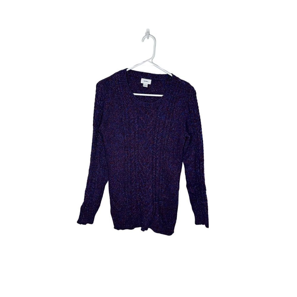 Old Navy Cotton & Acrylic Blend Metallic Knit Sweater Purple Silver M